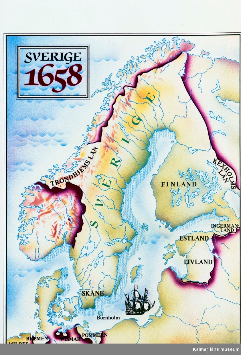 Karta över Sverige 1658. - Kalmar läns museum / DigitaltMuseum