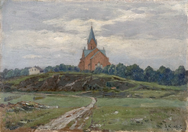 Vestre Aker Kirke [maleri] - Oslo Museum / DigitaltMuseum