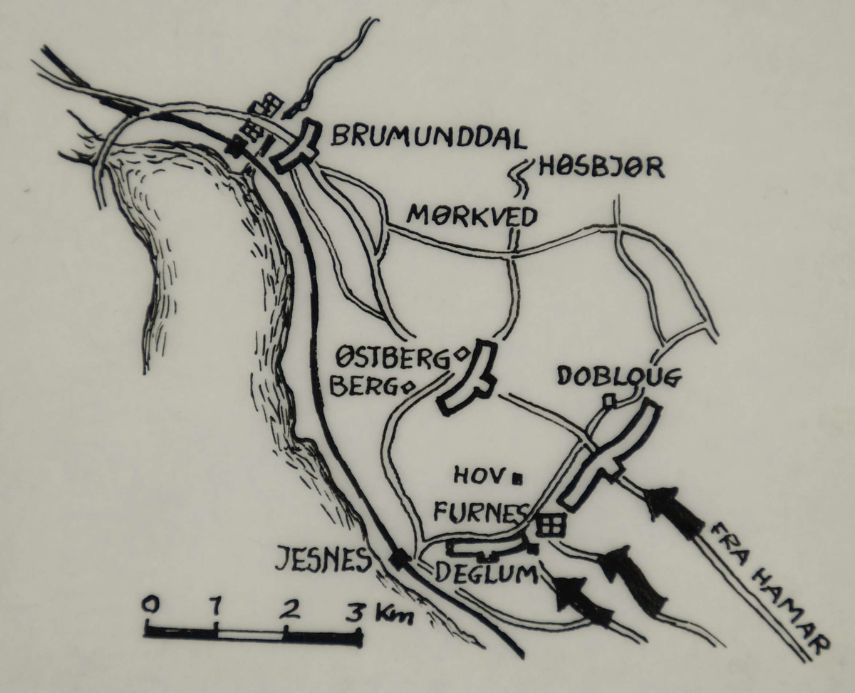Kart over området Brumunddal - Jesnes. - Forsvarets museer ...